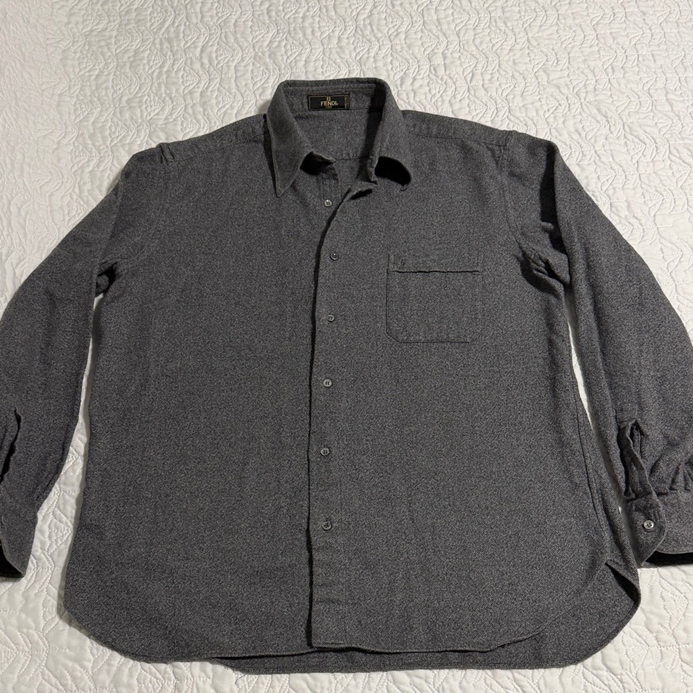 Fendi Dark Gray Casual Button Down Shirt